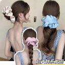 シュシュ 大きめサイズ サテン 上品 ヘアアクセサリー ポニーテール用 ヘアゴム レディース 伸縮性あり シンプル 春夏用 無地 仕上げ