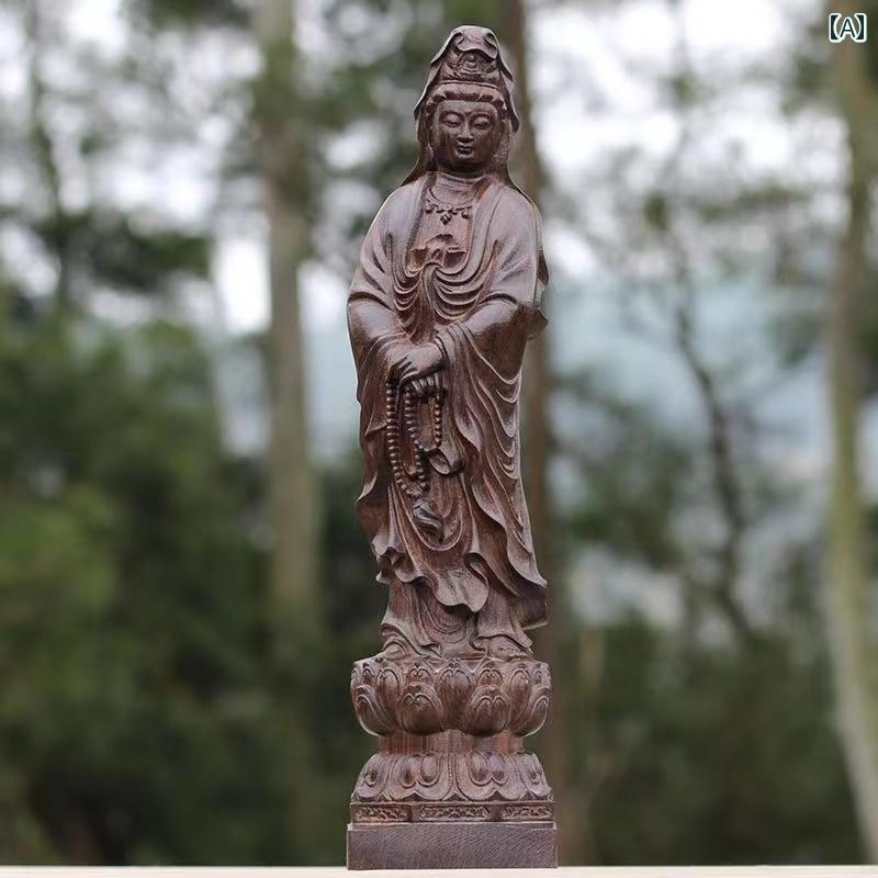 置き物 黒檀木 工芸品 木彫り 彫刻 仏壇用 仏具 仏像 立象 風水 開運 お守り オブジェ 家庭用 インテリ..