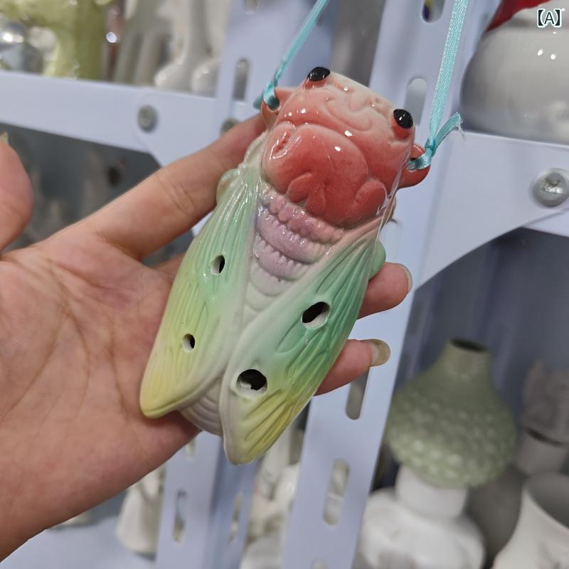 ホイッスル チャーム トップのみ 大きめ 蝉 飾り ホイッスル セラミック インテリア プレゼント レトロ 置物 韓国 ナチュラル かわいい 個性的 夏 カラフル