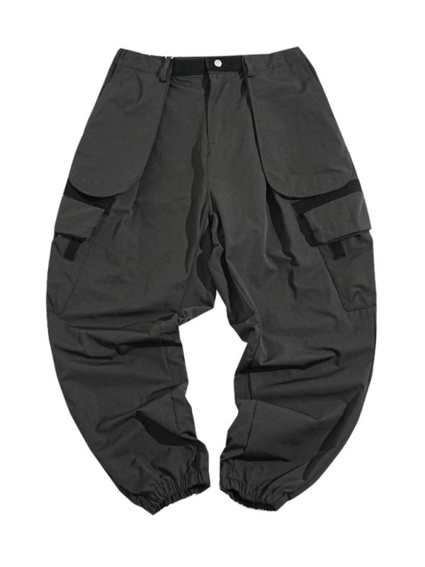 Cargo Pants - メンズ ワイド シルエット カーゴパンツ ブラック ビッグサイズ ハーレムパンツ テーパード タクティカル ジョガー 秋冬 カジュアル ストリート