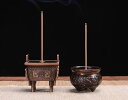 お香立て おしゃれ ミニ 中国風 龍 鳳凰 彫刻 スクエア 4本足 香炉 合金 家庭用 仏具 アロマ用品 リラックス 寝室 書斎 卓上 インテリア 茶 ゴールド ブロンズ色