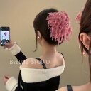 ピンク 大きめ フワフワ 秋冬 ヘアクリップ シャーククリップ 髪飾り