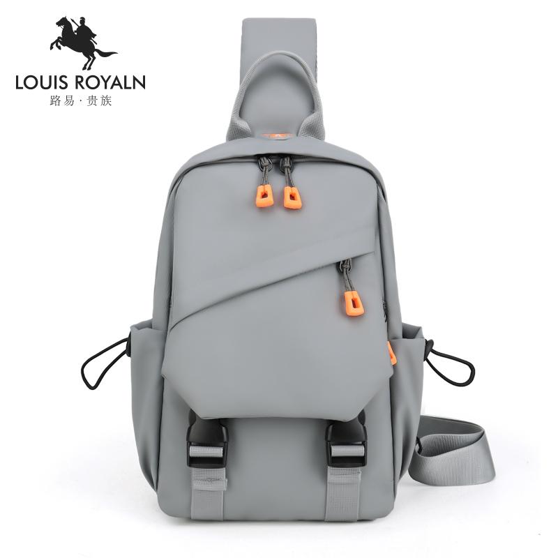 ボディバッグ メンズ 斜め掛け ショルダー オックスフォード ファスナー サイドポケット バックル イヤホン穴 USBポート 大容量 防水 スポーツ アウトドア ストリート カジュアル グレー 黒