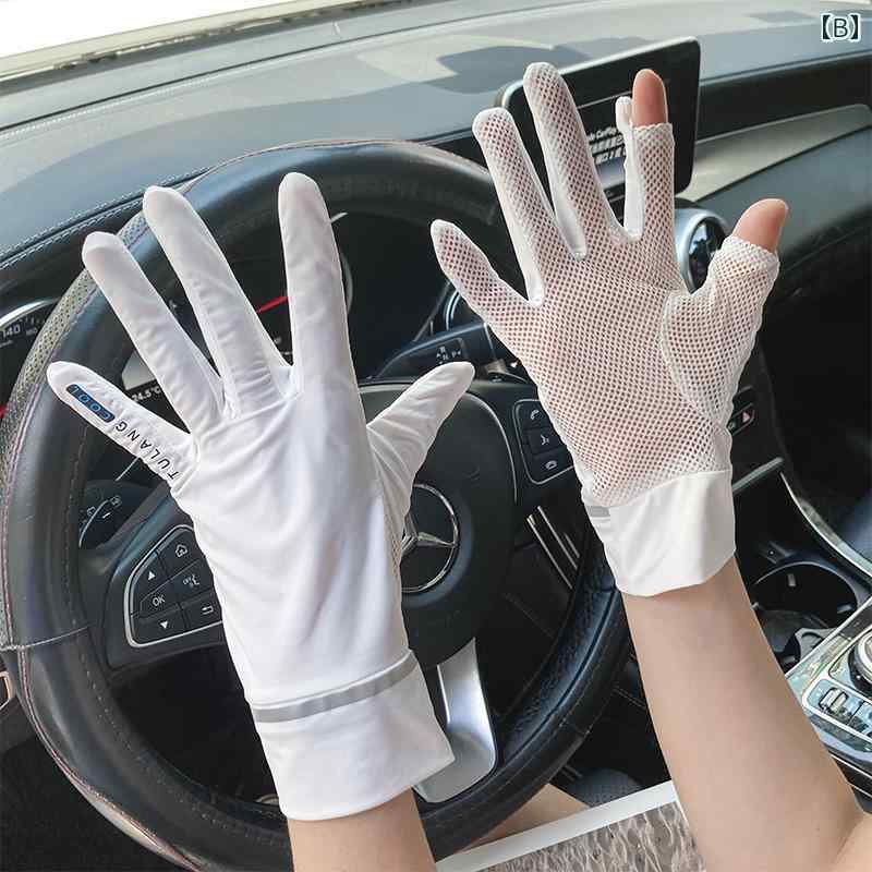 UVカット 夏用 手袋 冷感 冰袖 防紫外線 日焼け防止 メッシュ ブラック ショート タッチパネル対応 釣り サイクリング ドライブ レディース