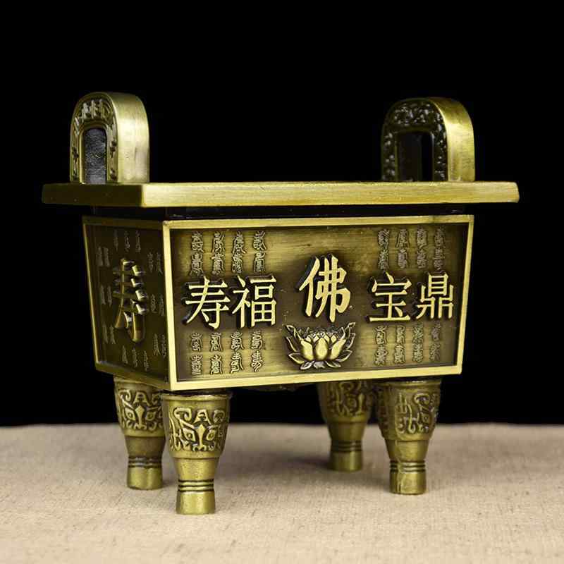 お香立て おしゃれ 小さい 四本足 スクエア 中国風 彫刻 香炉 亜鉛合金 家庭用 仏具 アロマ用品 インセンス ホルダー 寝室 書斎 卓上 インテリア リラックス