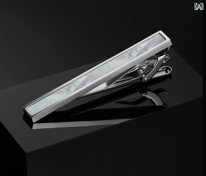 ネクタイピン ビジネス オフィス フォーマル クリップ 大人 上品 エレガント メンズ ギフト 就職祝い シェル おしゃれ シンプル シルバー