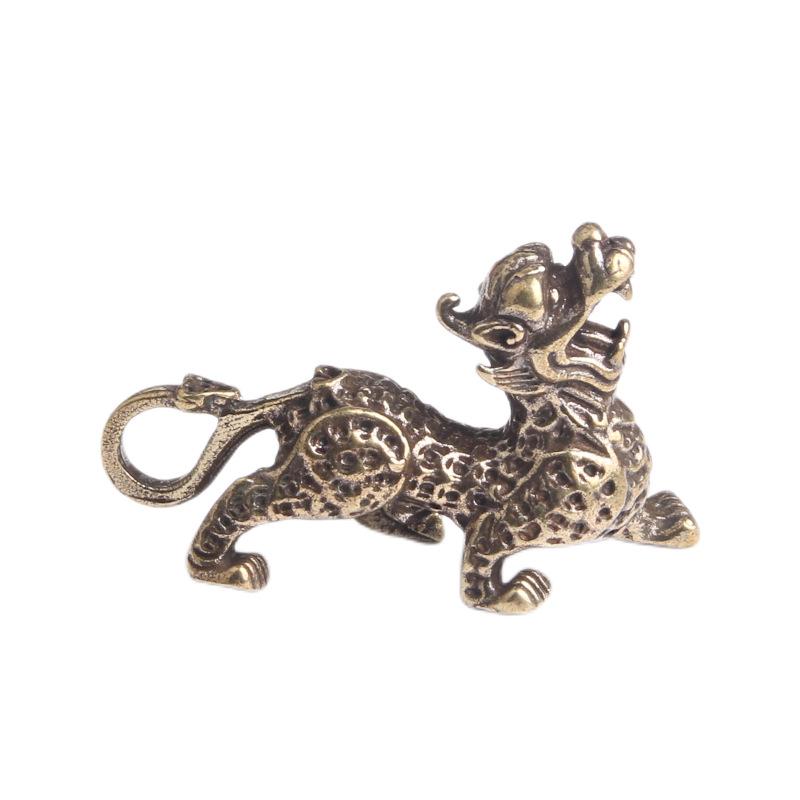 黄銅製 風水 麒麟 キーホルダー レトロ 開運 金運 増強 装飾品