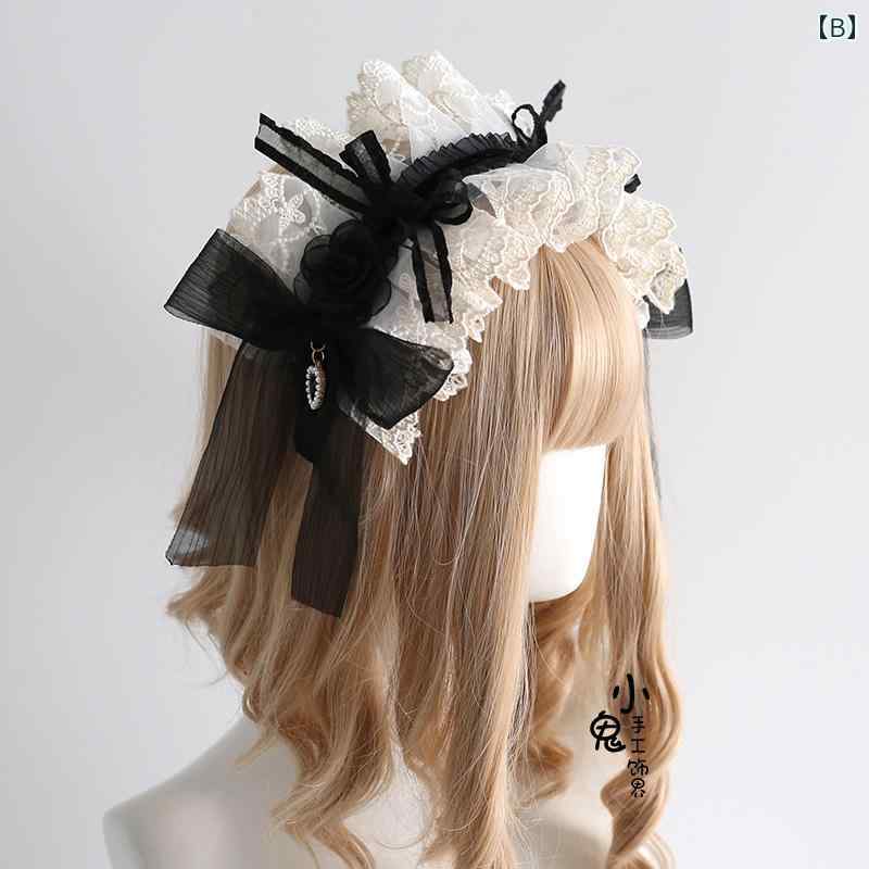 ヘアアクセサリー レディース メイド風 カチューシャ ヘッドドレス ロリータ ゴス...