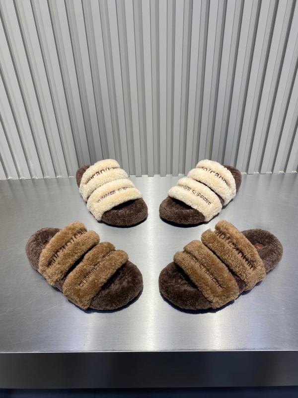 サンダル レディース 韓国 秋冬 ふわふわ もこもこ 暖かい 厚底 フラット ウール 歩きやすい 疲れにくい かわいい コットン 外履き 室内 ルームシューズ スリッパ 茶色