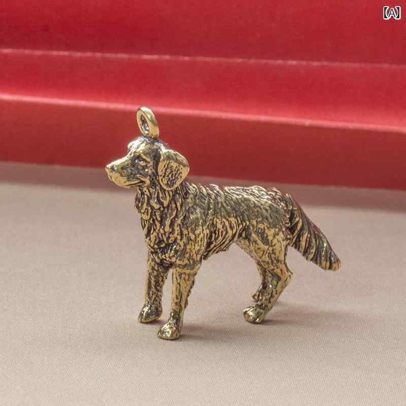 フロントップ楽天市場店の黄銅 犬 置物 キーホルダー 開運 吊り飾り 幸運 風水 車用 チャーム 十二支 風水アイテム｜アングル2