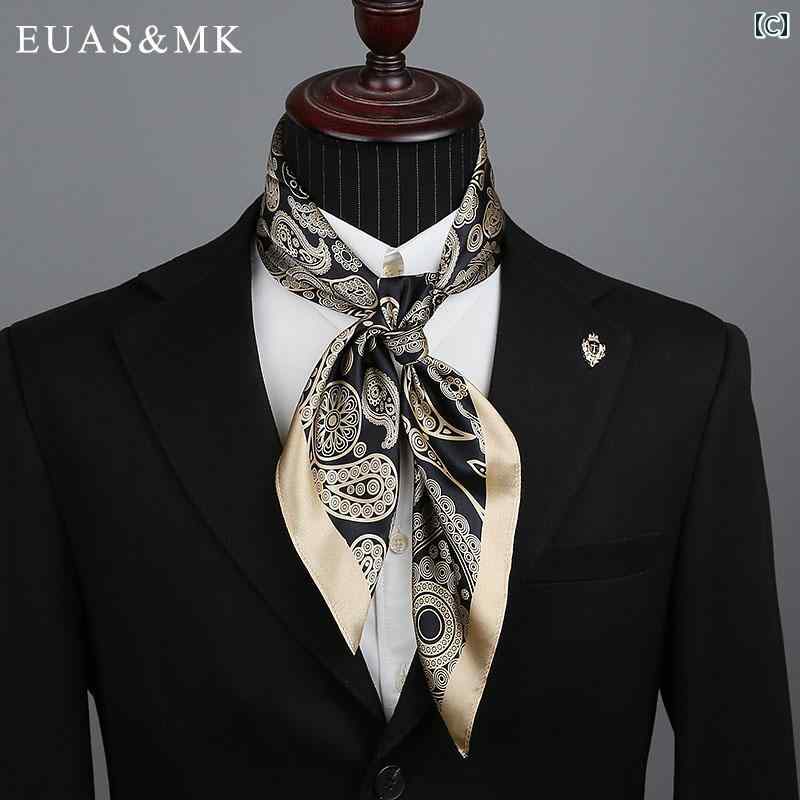 メンズ おしゃれ スカーフ 冬 保温 大人 シニア レトロ 上品 エレガント ブリティッシュ ビジネス フォーマル スクエア 正方形 総柄