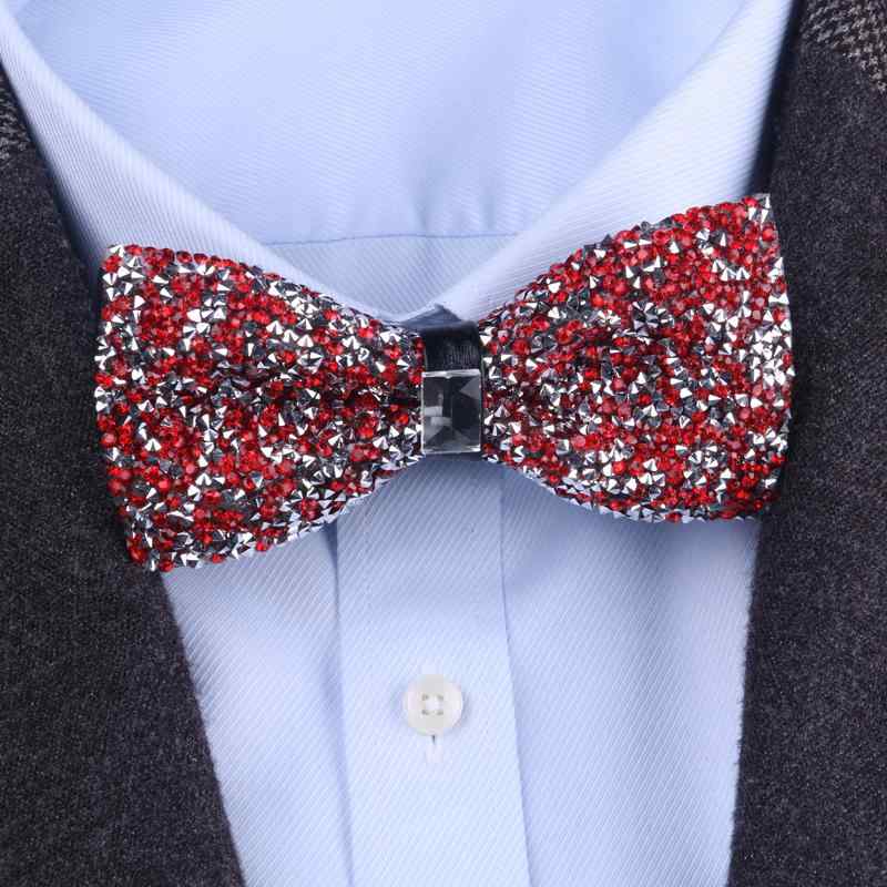 メンズ 蝶ネクタイ おしゃれ 黒 赤 青 ストーン 装飾 キラキラ フォーマル ビジネス 結婚式 披露宴 新郎 付添人 スーツ パーティー イベント 演奏 司会 ナイトクラブ ダンス 衣装 パフォーマンス スタイリッシュ エレガント ギフト(4.0)