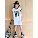 ワンピース 女の子 夏 半袖 韓国 ナンバリング ロゴ ガールズ Tシャツ キッズ おしゃれ カジュアル 子供服ワンピ