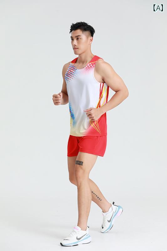 ジュニア 陸上 ユニフォーム スポーツ 動きやすい 競技 大人 メンズ レディース トレーニング ノースリーブ パンツ ランニング 大きいサイズ 柔らかい 速乾 赤 黄色 白 2