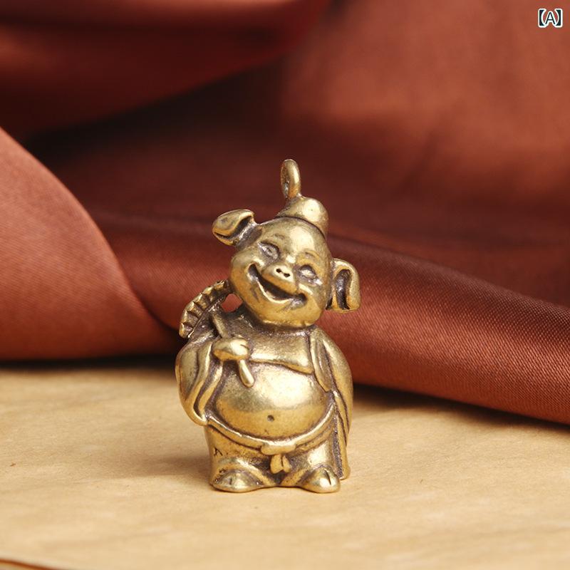 豚八戒 黄銅 キーチェーン かわいい カートゥーン アクセサリー 小銅製品 風水 開運 幸運 鍵飾り
