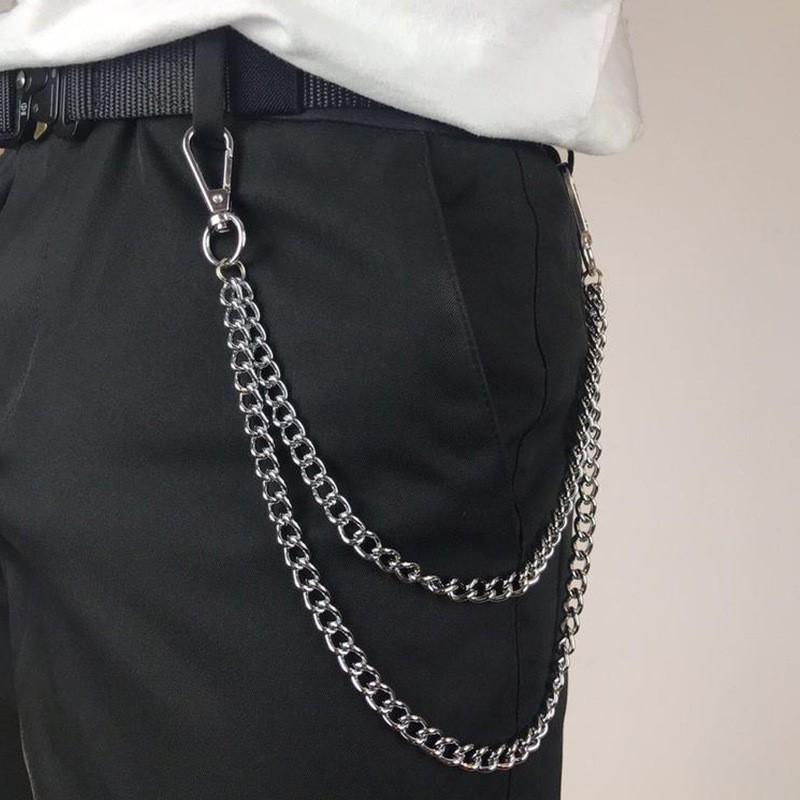 楽天フロントップ楽天市場店ズボン チェーン アクセサリー ヒップホップ ダンス 衣装 装飾 ストリート メンズ カジュアル パンツ デニム パンク 吊り下げ 金属 ウエスト おしゃれ 普段使いお出かけ シンプル 白