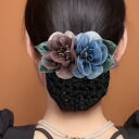 シニヨンネット 大人 レディース 上品 エレガント 韓国 ヘアアクセサリー まとめ髪用 ホテルスタッフ キャビンアテンダント クリップ 花 ピンク グレー あんこ色 おしゃれ(4)