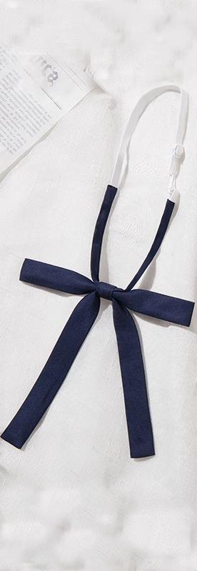 制服 リボン 細い 通学 高校生 アジャスター付 ワンタッチ 取り外し簡単 ゴム 伸縮性 コスプレ 小物 装飾品 おしゃれ 韓国 無地 紺