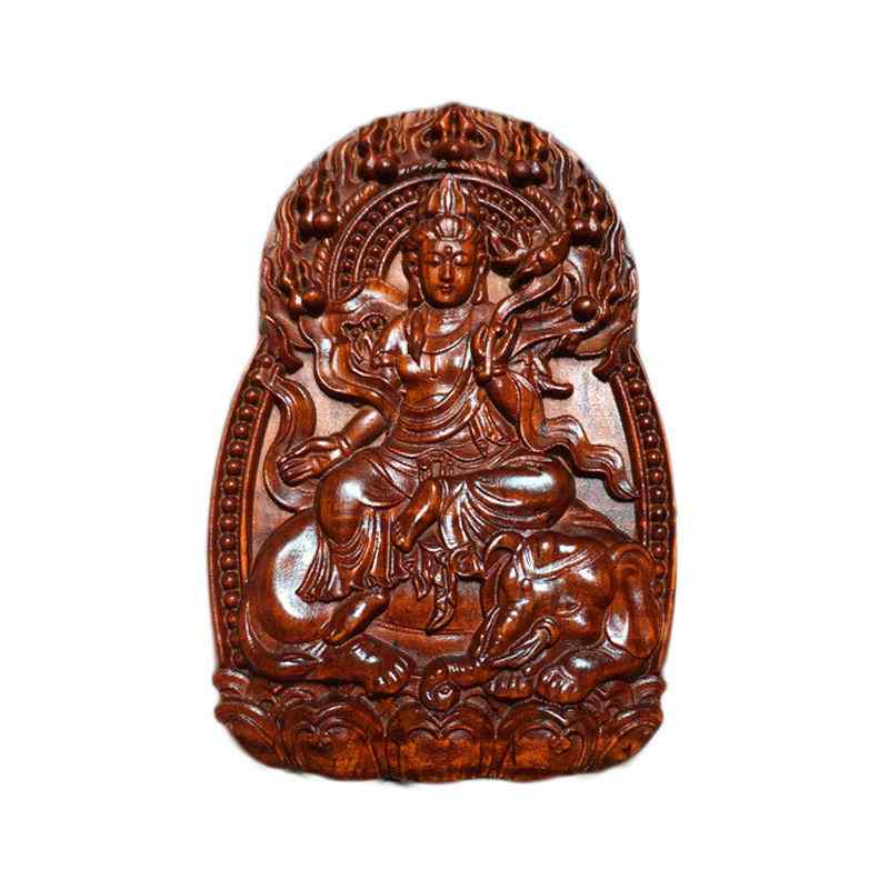 観音菩薩 ネックレス ユニセックス 木製 木彫り 開運 護符 十二支 ペンダント 吊り飾り アクセサリー ..