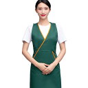 エプロン ユニフォーム 韓国 男女兼用 夏 吸湿 通気 速乾 汚れ防止 Vネック ポケット 美容院 エステ ネイル サロン クリニック カフェ シンプル おしゃれ 赤 緑 黒