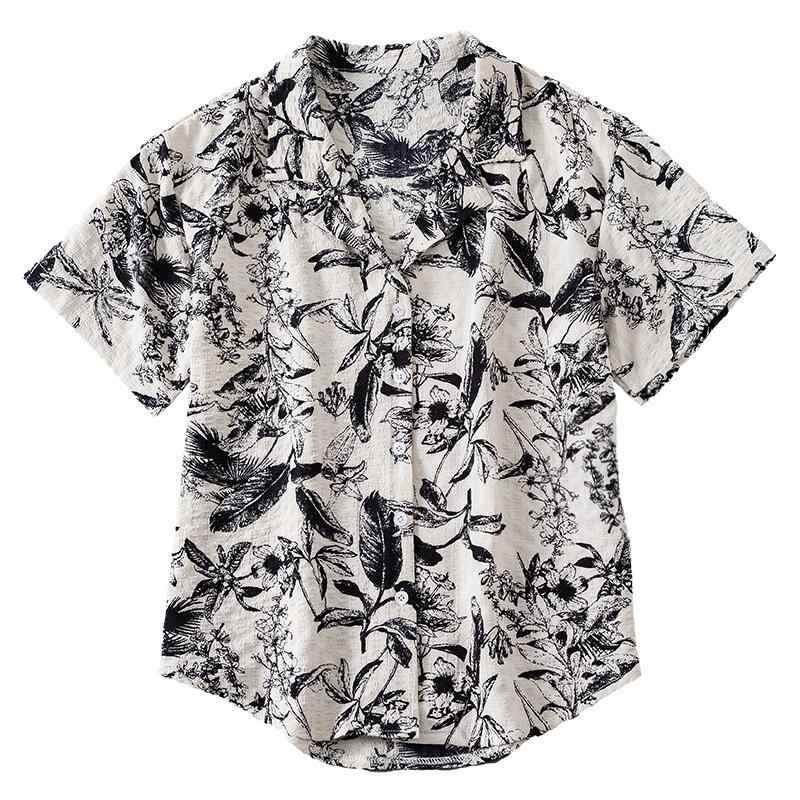 シャツ レディース おしゃれ 半袖 花柄 黒 プリント ゆったり レトロ 夏