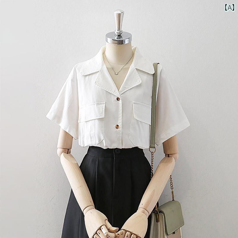 シャツ ブラウス 白 Vネック 半袖 レディース 夏用 おしゃれ ベーシック カジュアル スタイリッシュ ルーズ フィット 上品 トップス