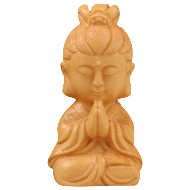 仏像 フィギュア 木製 木彫り 工芸品 置物 オブジェ 装飾 インテリア チャーム ペンダント トップ 車内 吊り飾り パーツ 小物 台座 個性的 かわいい 観音菩薩 佛手 大仏
