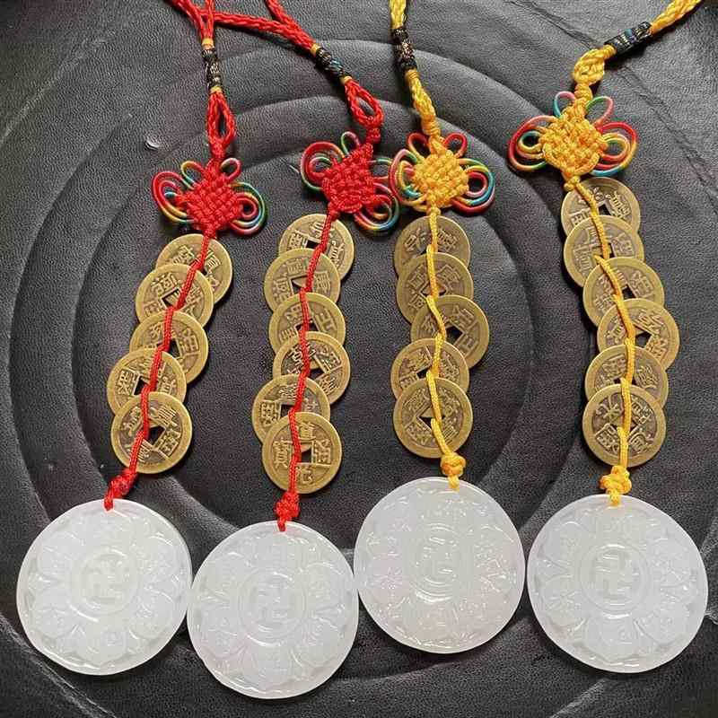 チャーム ペンダント 中国風 彫刻 円形 曼荼羅 アクセサリー 装飾 小物 吊り飾り オブジェ お守り 護符..