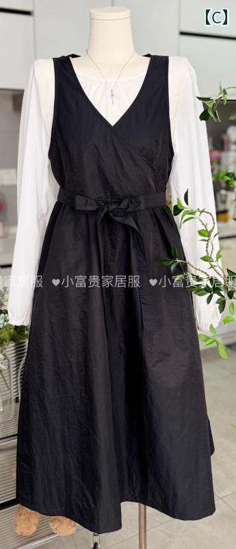 エプロン ドレス 大人 防水 防塵 汚れ防止 美容室 ネイル サロン ペットショップ カフェ 作業服 長袖 トップス シンプル おしゃれ 黒 カーキ 無地 frontop-12676095 フロントップ楽天市場店 サンプル画像3