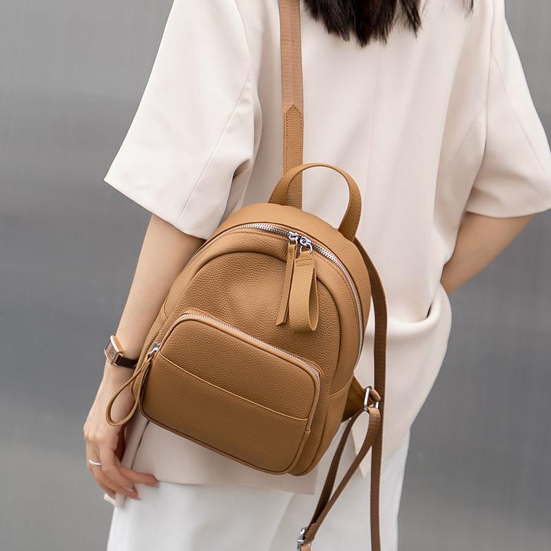 楽天フロントップ楽天市場店リュック レディース おしゃれ トートバッグ 茶色 ソフトレザー 革 小型 旅行 通勤用 カジュアル 韓国