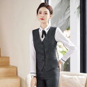 ベスト オフィス レディース 制服 大きいサイズ 春秋 ビジネス フォーマル スカート パンツ シャツ セット Vネック シングルブレスト 黒 青 グレー