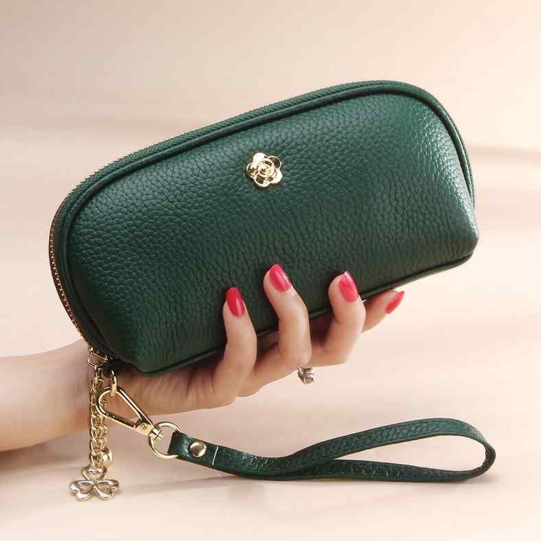 レザー クラッチバッグ レディース シンプル 革 花柄 ソフト 長財布