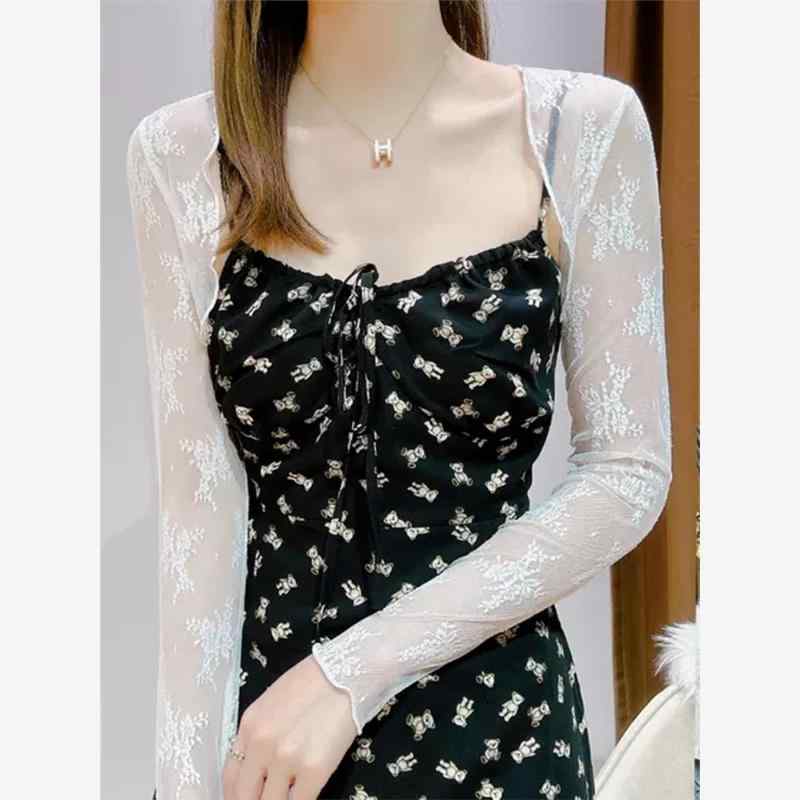 ボレロ レース 大人 レディース 上品 エレガント フォーマル 結婚式 パーティー 夏 薄手 長袖 日焼け防止 スリムフィット メッシュ アプリコット 白 黒 おしゃれ