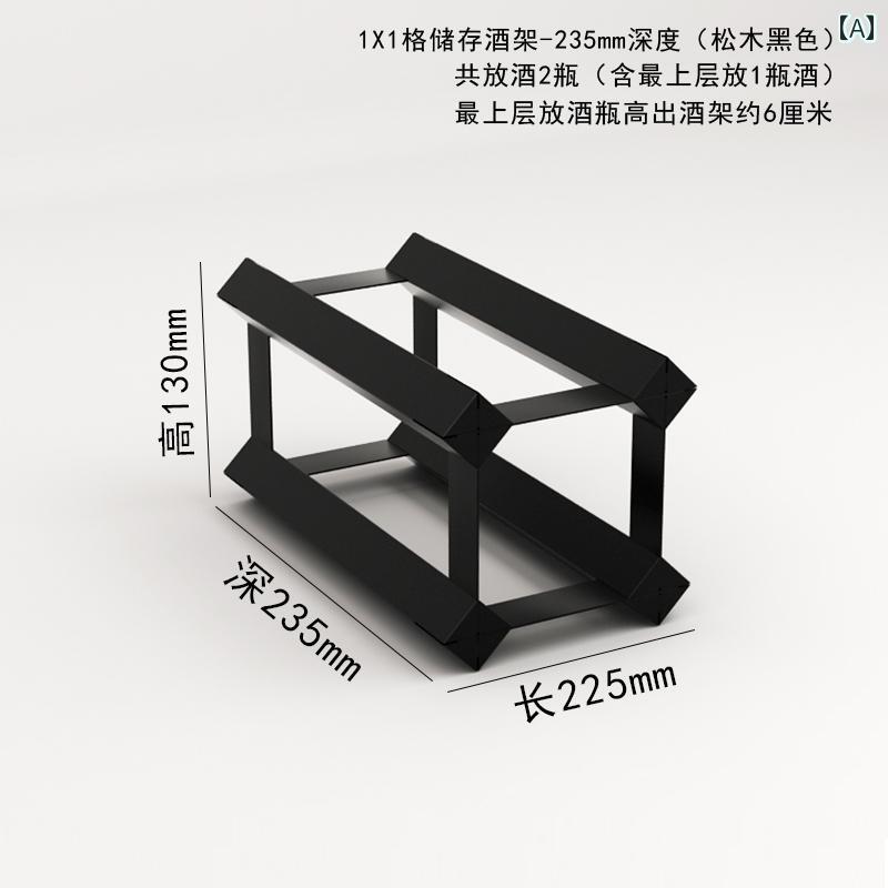フロントップ楽天市場店のワインラック おしゃれ 家庭用 ディスプレイ シンプル 木材 卓上 キャビネット 整理収納 リビング ルーム 複数ボトル ストレージラック 正方形 黒｜アングル2