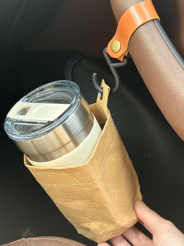 車 吊り下げ 収納 車載用 ハンギング インテリア クラフト紙袋 レザー フック 小物入れ ドリンクホルダ..