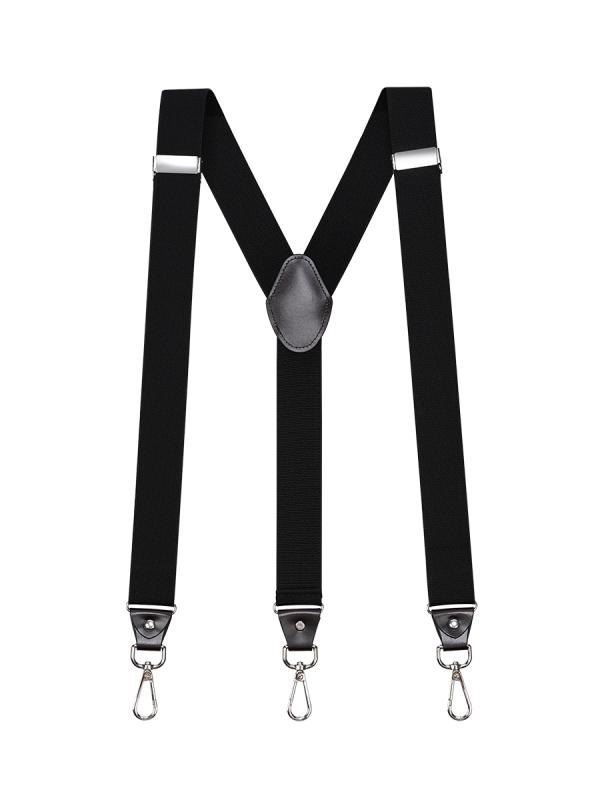 サスペンダー メンズ おしゃれ 吊りバンド シルバーフック 黒 無地 大 紳士用 調整可能 ゴム素材 ベルトタイプ 西洋風 アクセサリー