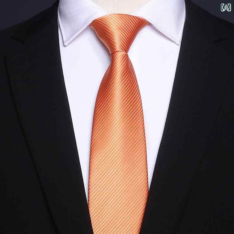 ビジネス ネクタイ メンズ オレンジ イエロー 正装 ラインストライプ 結婚式 新郎用 懒人タイプ 黒 スーツに最適 プレゼント ギフト 春夏用