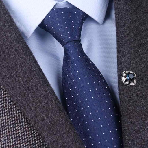 ビジネス ネクタイ メンズ 正装 ジッパー式 結婚式 新郎 スーツ 青 白ドット柄 ノットフリー 便利型 ビジネス ネクタイ メンズ 正装 ジッパー式 結婚式 新郎 スーツ 青 白ドット柄 ノットフリー 便利型