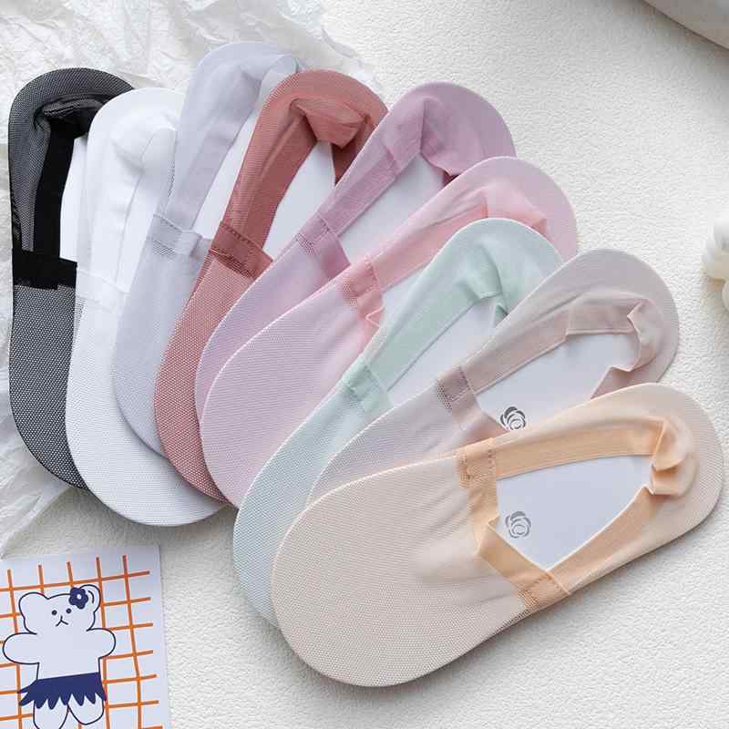 メッシュ 靴下 レディース 浅い ボート ソックス 薄手 無地 ショート 見えない 夏 綿 スニーカー パンプス シンプル 伸縮性 普段使い グレー 白 黒 4足 セット