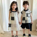 子供服 男の子 セットアップ 女の子 ベビー 1歳 2歳 3歳 韓国 春夏 綿 ノースリーブ シャツ ショートパンツ ワンピース ゆったり 兄弟 姉妹 お揃い ...