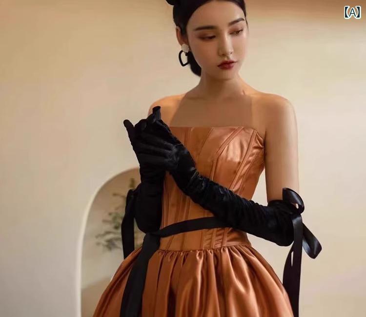 ウエディング グローブ 手袋 結婚式 花嫁 パーティー ダンス 写真撮影 装飾 小道具 サテン ベルベット メッシュ ショート ミディアム ロング ビーズ リボン ドット柄 無地 レトロ 黒 白