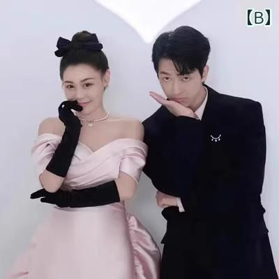ウエディング グローブ 手袋 結婚式 花嫁 パーティー ハロウィン ダンス 写真撮影 装飾 小道具 メッシュ ベルベット サテン ロング ミディアム ドット柄 無地 黒