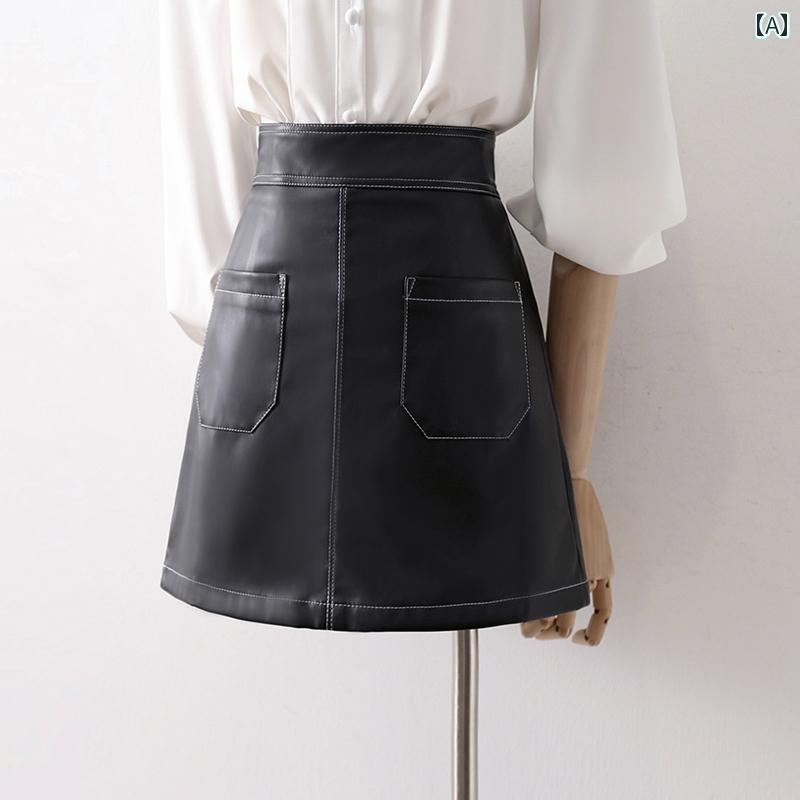 スカート レディース 黒 ハイウエスト タイト レザー調 ステッチ 夏 コーデ セクシー フィット 着痩せ 効果 上品