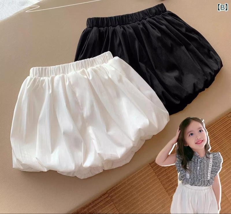 ショートパンツ キッズ かぼちゃパンツ 女の子 かわいい 伸縮 ウエストゴム カジュ...