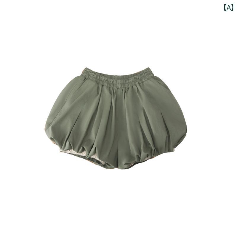 ショートパンツ キッズ 女の子 かぼちゃパンツ かわいい 伸縮 ウエストゴム カジュ...