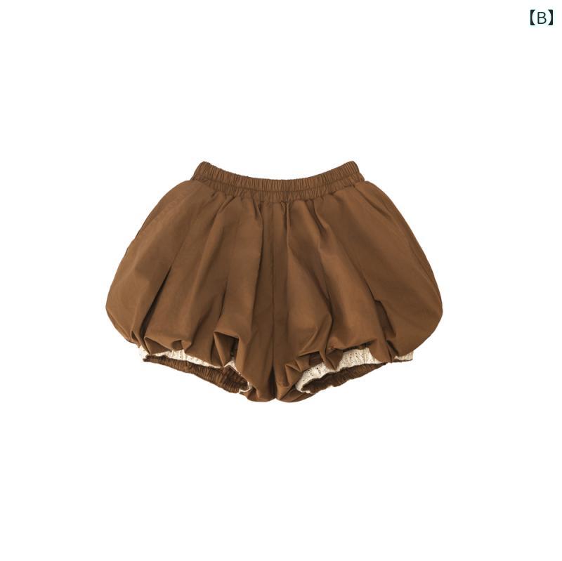 ショートパンツ キッズ 女の子 かぼちゃパンツ かわいい 伸縮 ウエストゴム カジュ...