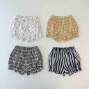 ベビー服 パンツ 夏 ショート丈 かぼちゃ型 キッズ 女の子 綿 薄手 ウエストゴム 通気性 ボトムス ストライプ チェック 花柄 黒 黄 アイボリー