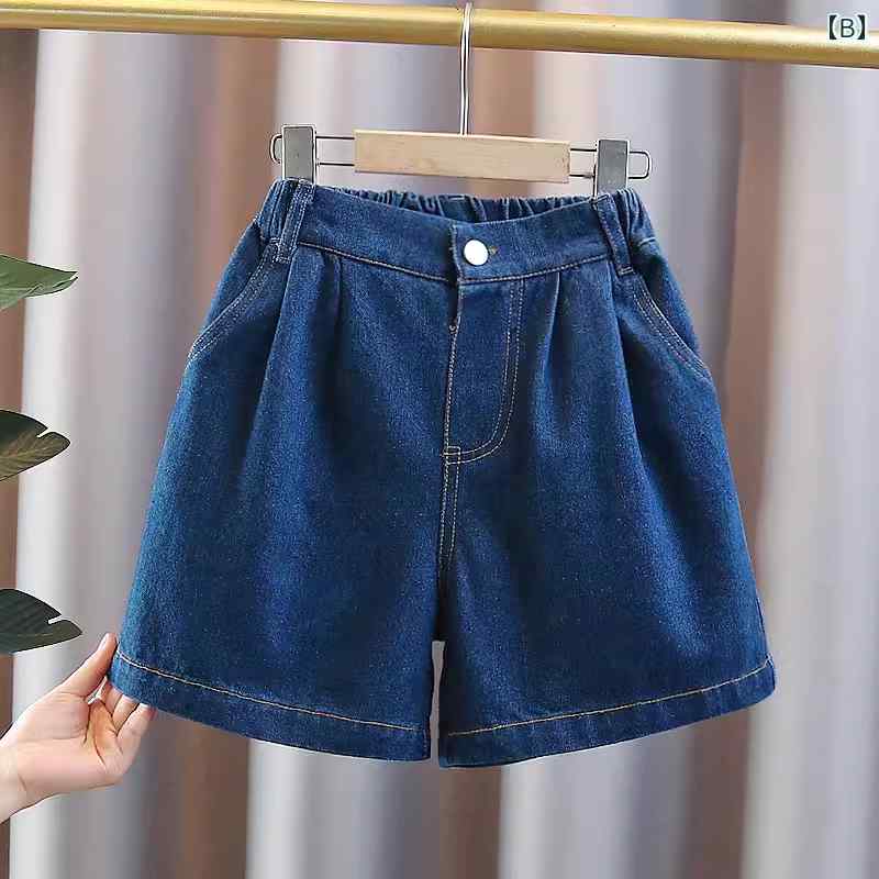子供服 女の子 デニム ショートパンツ 夏 薄手 ストレッチ ウエストゴム 大きいサ...