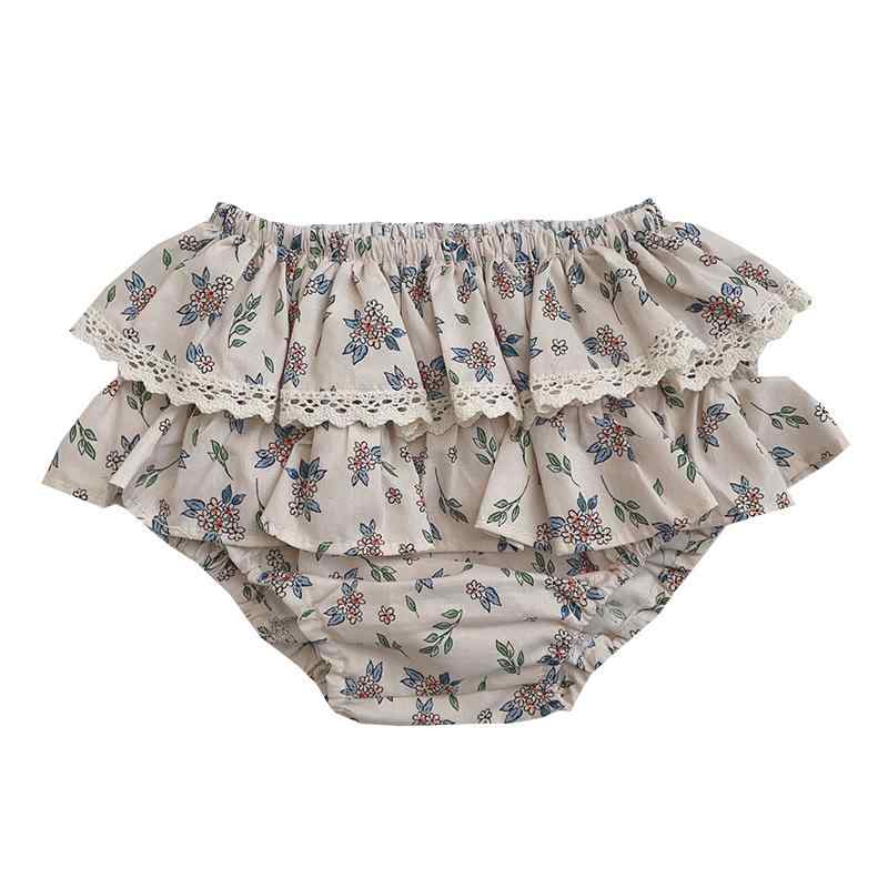 ベビー服 パンツ 女の子 ショート フリル 裾レース スカパン 綿 夏 韓国 ウエストゴム 花柄 おしゃれ ..