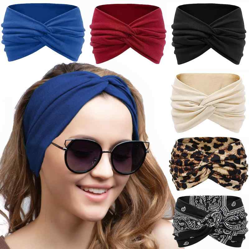 ヘアバンド レディース おしゃれ 通気性 吸汗 風 レトロ 幅広 運動 ヨガ ランニング 普段使い カジュアル タイダイ染め ストレッチ クロス ターバン ペイズリー ヒョウ柄 ストライプ 青 赤 アイボリー